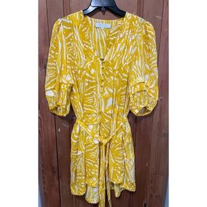 Hunter Bell McCauley Marigold Palm Puff Sleeve Silk Dress NWOT